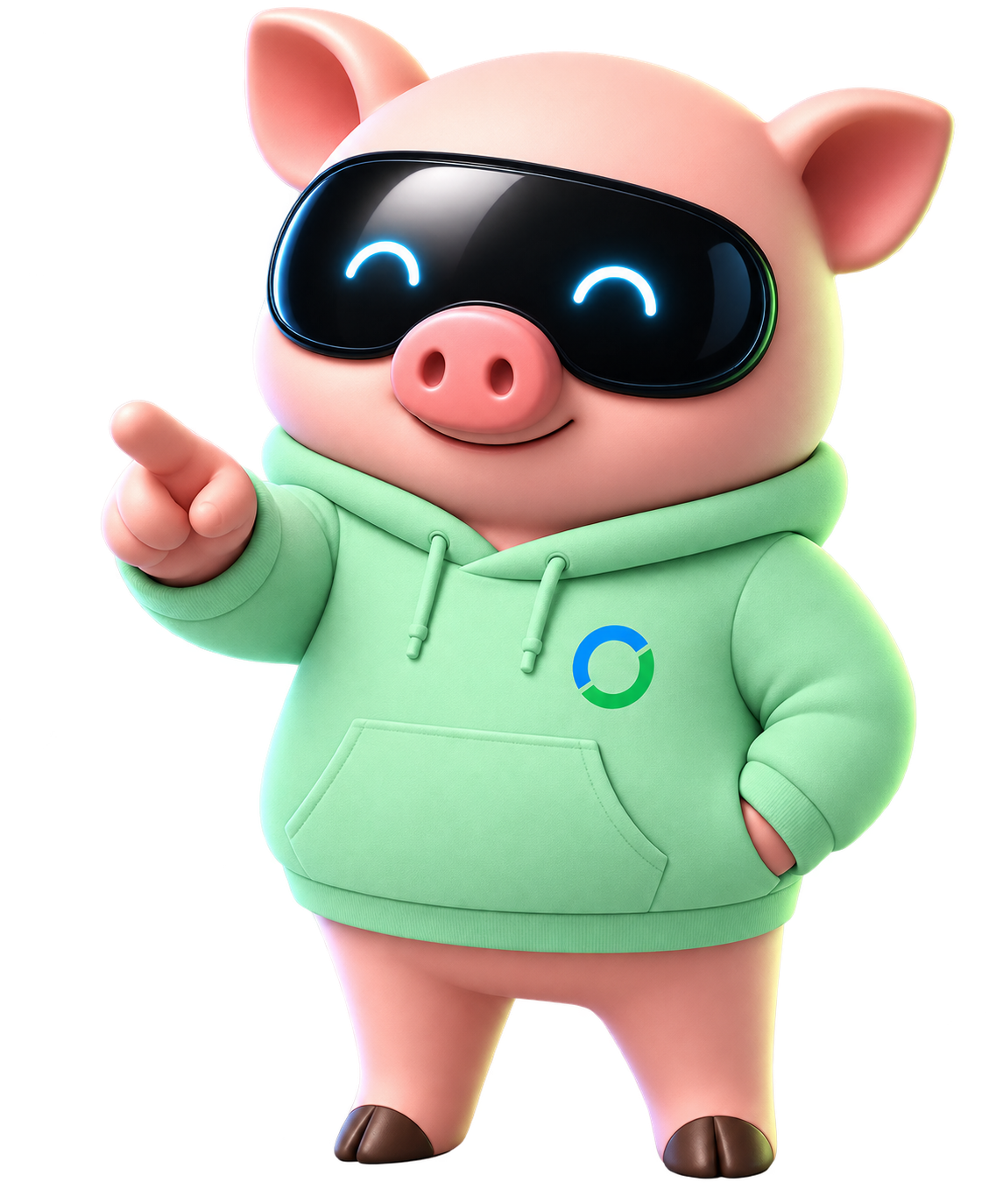 GridPiggy, the GridPiggy mascot, pointing towards the search box